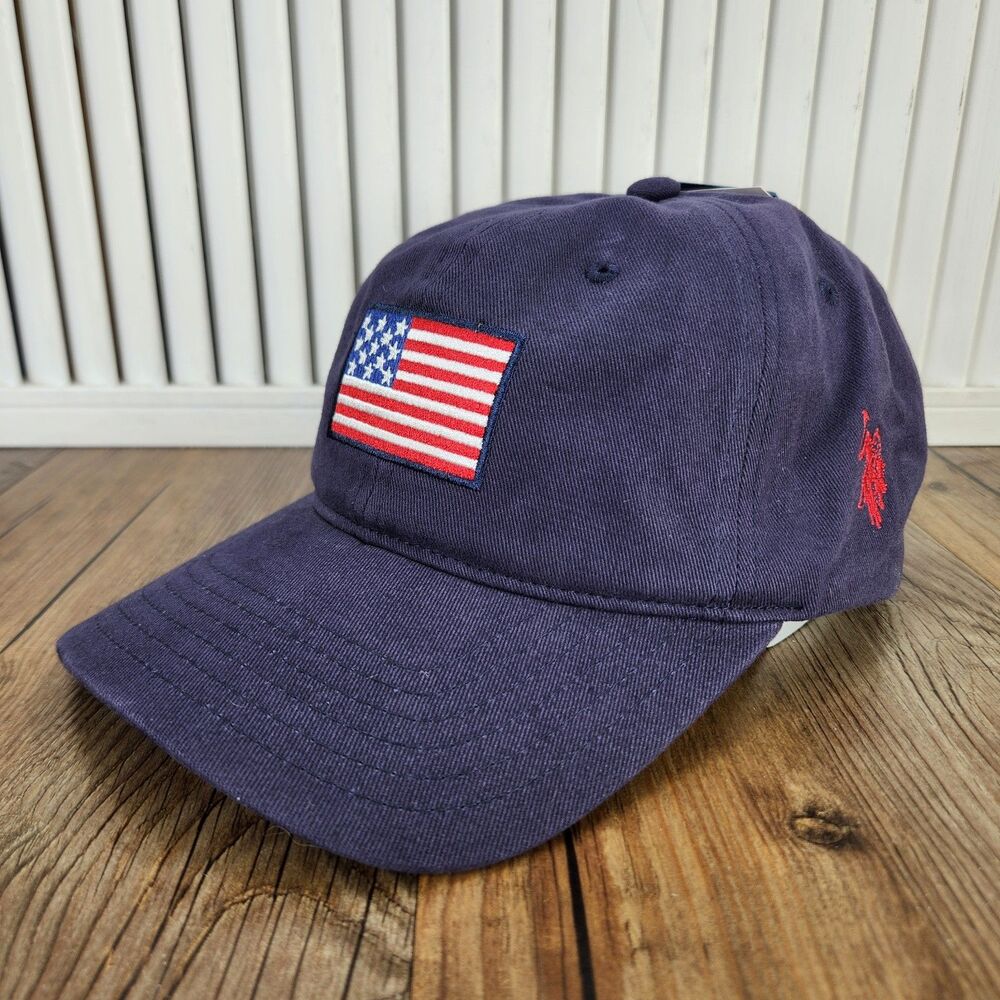 US Polo Assn USPA American Flag Cap Navy Blue Preppy Dad Baseball Hat Strapback